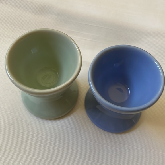 Set of 2 pastel blue mint color Egg Cups porcelain - Picture 3 of 6